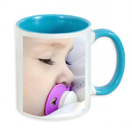 Mug with colored interior and handle - blue 300ml