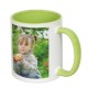 Mug with colored interior and handle - green 300ml