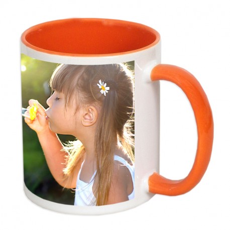 Mug with colored interior and handle - orange 300ml