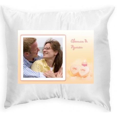 Pillow with frame two hearts 33x33 cm