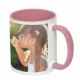 Cup with colored interior and colored handle - pink 300ml.