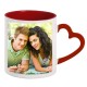 Cup with heart-shaped handle with colored interior and red handle 300ml.